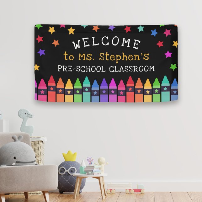 Banderoles Crayons Stars Colorful Welcome Teacher's Classroom (Créateur téléchargé)