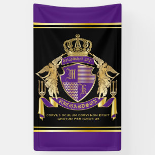Banderoles Créez votre blason d'armoiries d'or mauve Emblème