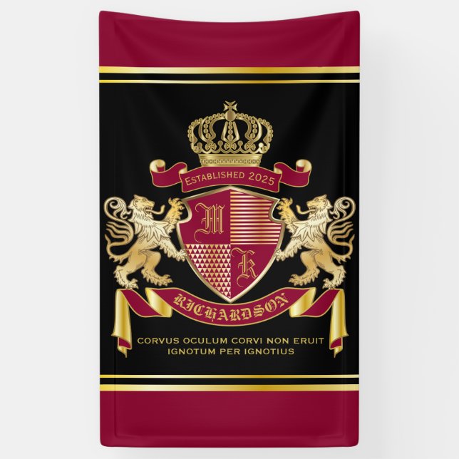 Banderoles Créez votre propre blason d'armoiries d'or rouge (Vertical)