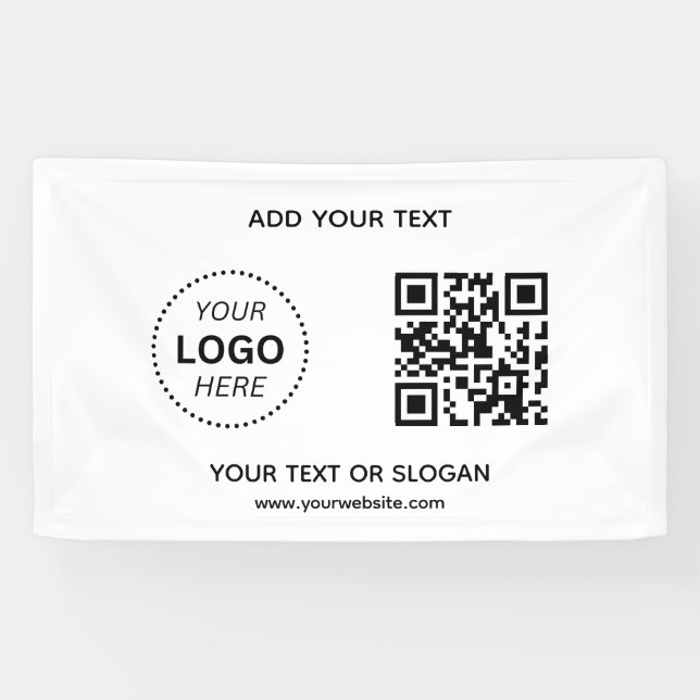 Banderoles Créez votre propre logo d'entreprise QR Code & Web (Horizontal)