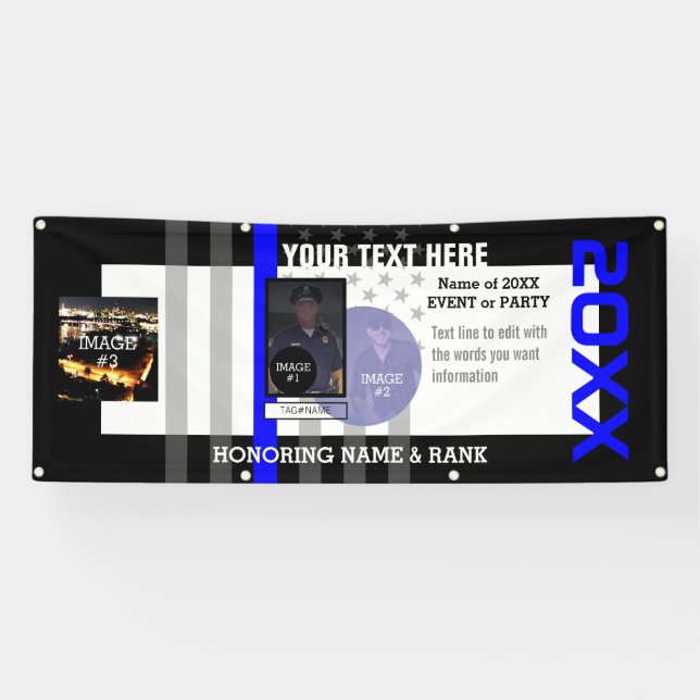 Banderoles Créez-vous avec 3 images et 6 lignes de texte (Horizontal)