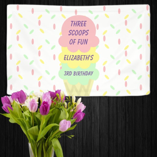 Banderoles Crème de glace 3e anniversaire (Créateur téléchargé)