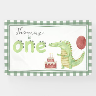 Banderoles Crocodile aquarelle 1er anniversaire Bienvenue