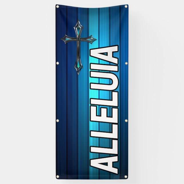 Banderoles croix bleue et planches Alleluia (Vertical)