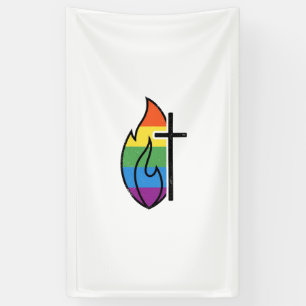 Banderoles Croix de Flamme Arc-en-ciel Vintage Christian Vect