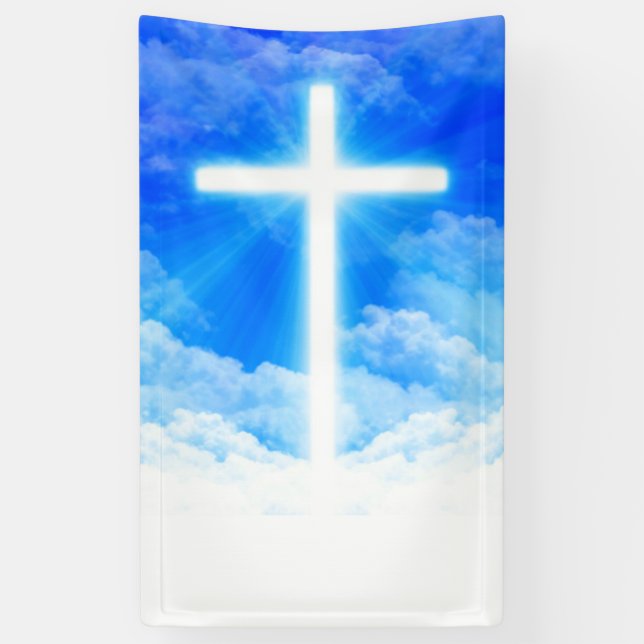 Banderoles Cross of Light Jesus Christ Customizable Christian (Vertical)