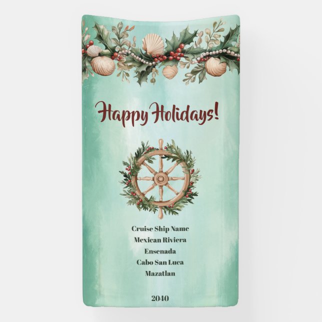 Banderoles Cruise Ship Christmas Holiday Coastal Cabin Door (Verticale)
