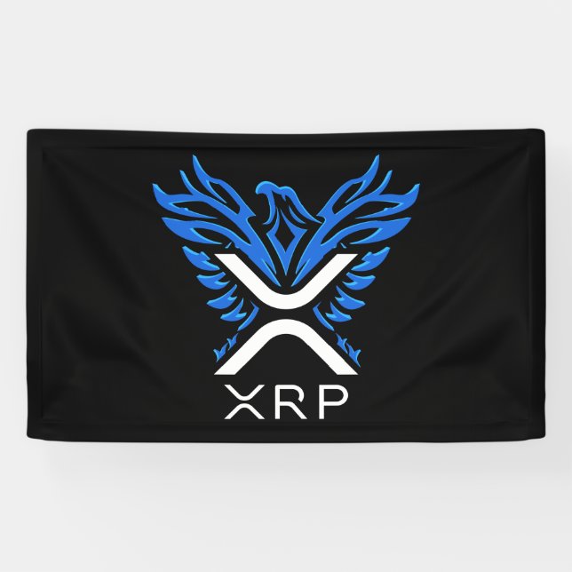 Banderoles Cryptomonnaie XRP Crypto Logo Blue Rising Phoenix (Horizontal)