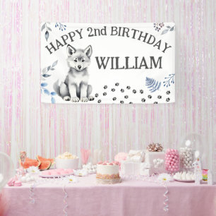 Banderoles Cube loup petit deux fêtes d'anniversaire joyeux e