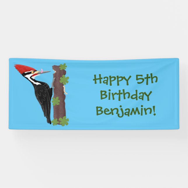 Banderoles Cue drôle Pileated woodpecker dessin d'illustratio (Horizontal)