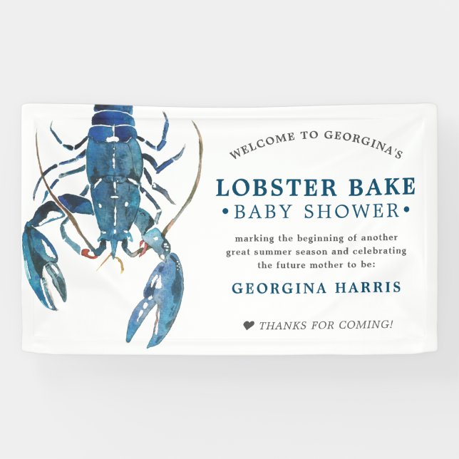 Banderoles Cuisine de homard bleu océan| Baby shower (Horizontal)