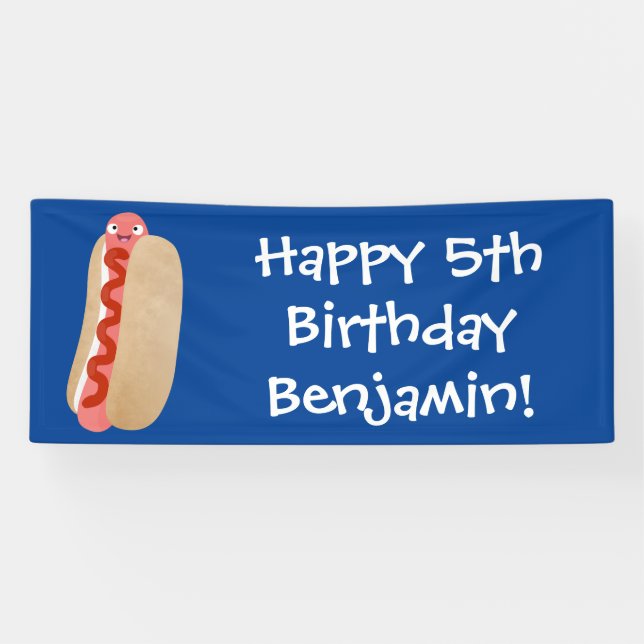 Banderoles Curieux hot dog Weiner dessin animé (Horizontal)
