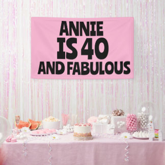 BANDEROLES CUSTOM 40TH BIRTHDAY FABULOUS PINK PARTY BANNER