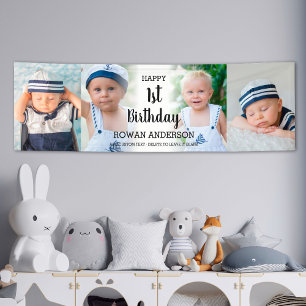 Banderoles Custom 4 Photo Collage Enfants Fête 1er anniversai