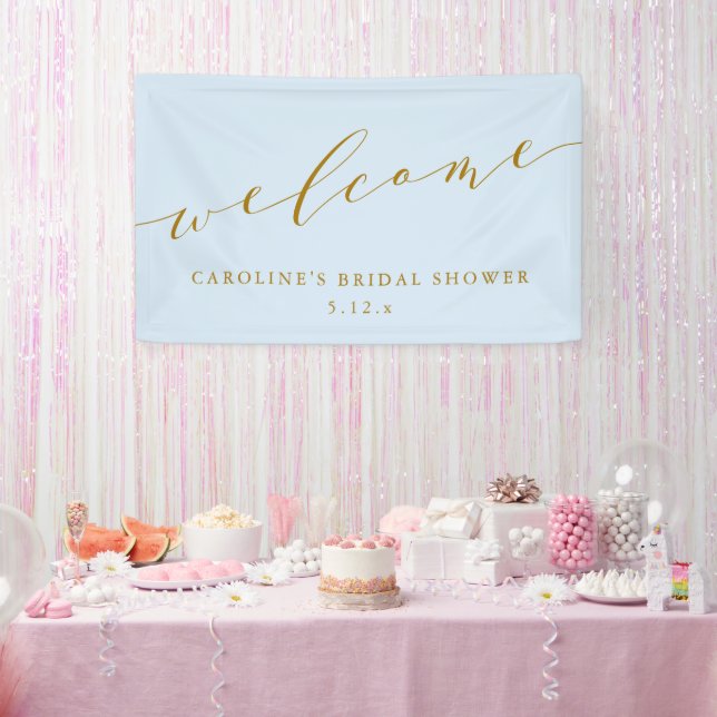 Banderoles Custom Chic Elegant Blue Bridal Shower Welcome  (Fête)