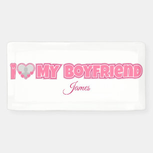 Banderoles Custom I Love My Boyfriend - Ajouter photo et nom