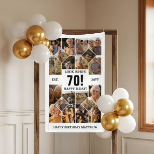 Banderoles Custom Look Who's 70 Happy Birthday Photo Collage