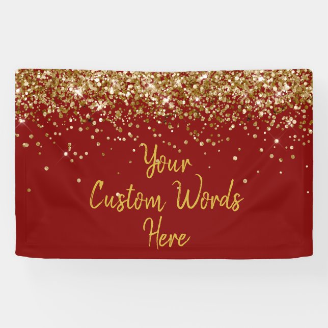 Banderoles Custom Maroon and Gold Birthday Party Photo Prop (Horizontal)