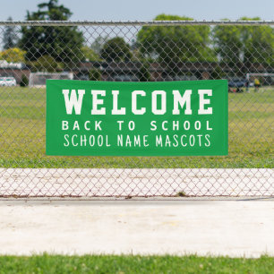Banderoles Custom Modern Green Bienvenue à l'école Mascotte
