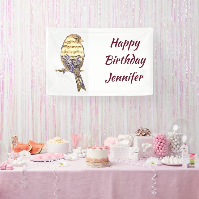 Banderoles Custom Name Music Notes Song Bird (Fête)