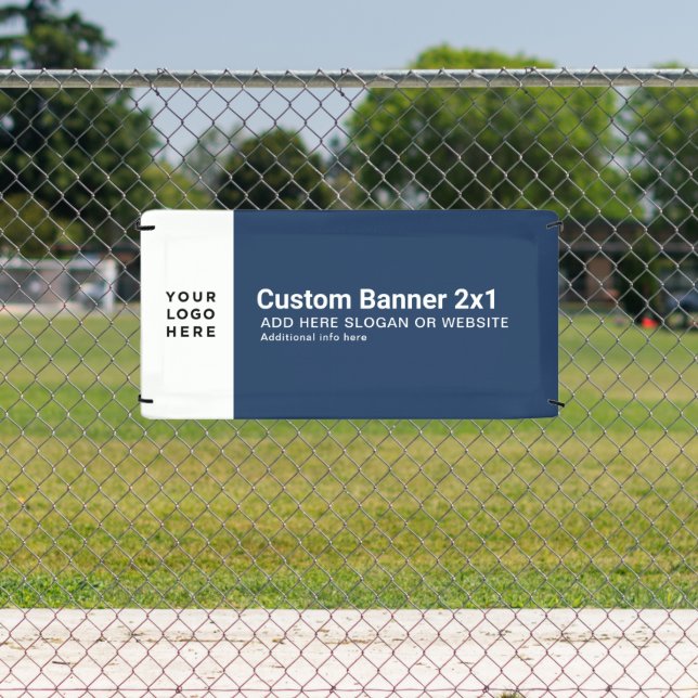 Banderoles Custom Navy Business Logo Professional 2x1 (Insitu)