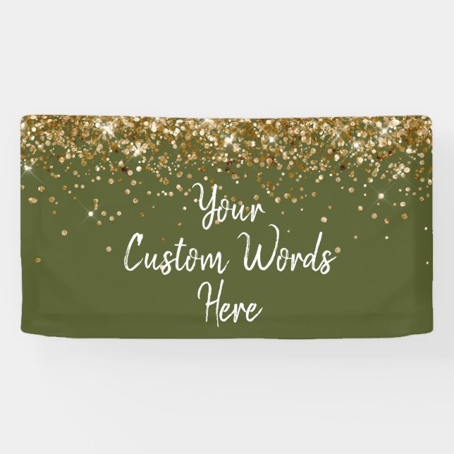 Banderoles Custom Olive Green Gold Birthday Party Photo Booth (Horizontal)