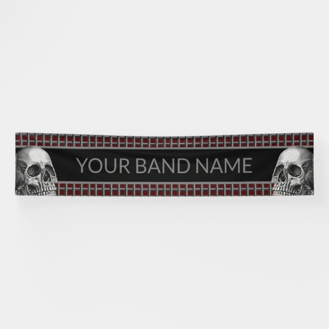 Banderoles Custom Rock Band Skull Heavy Metal Music Festival (Horizontal)