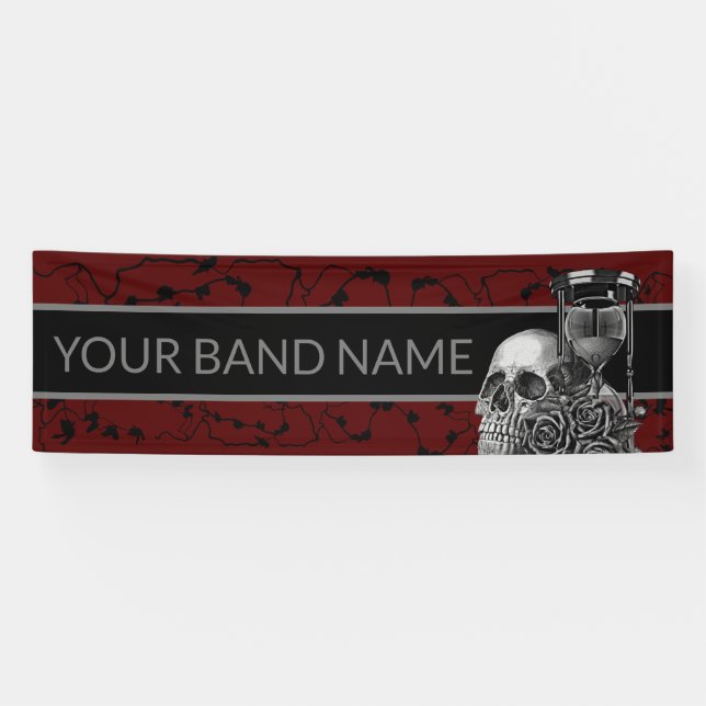 Banderoles Custom Rock Band Skull Heavy Metal Music Festival (Horizontal)