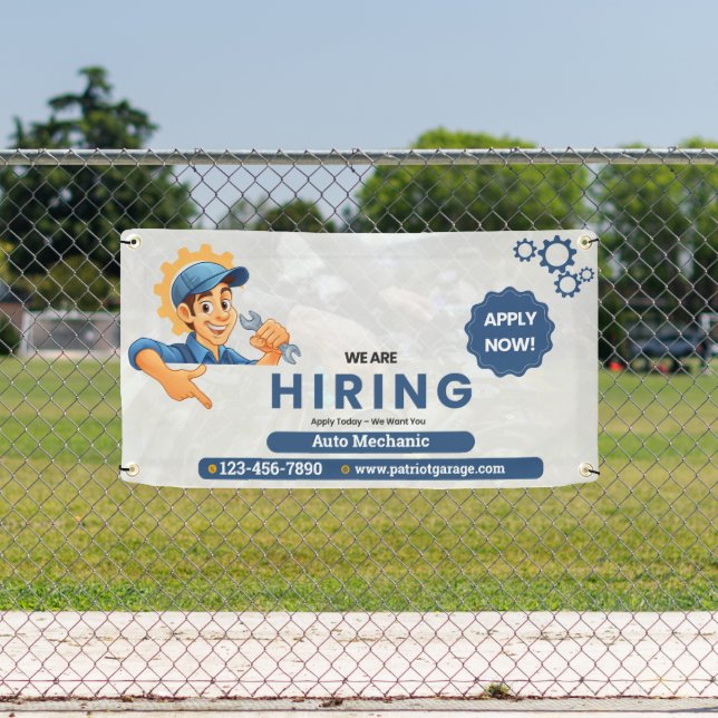 Banderoles Customize Generic Now Hiring Auto Mechanic  (Insitu)