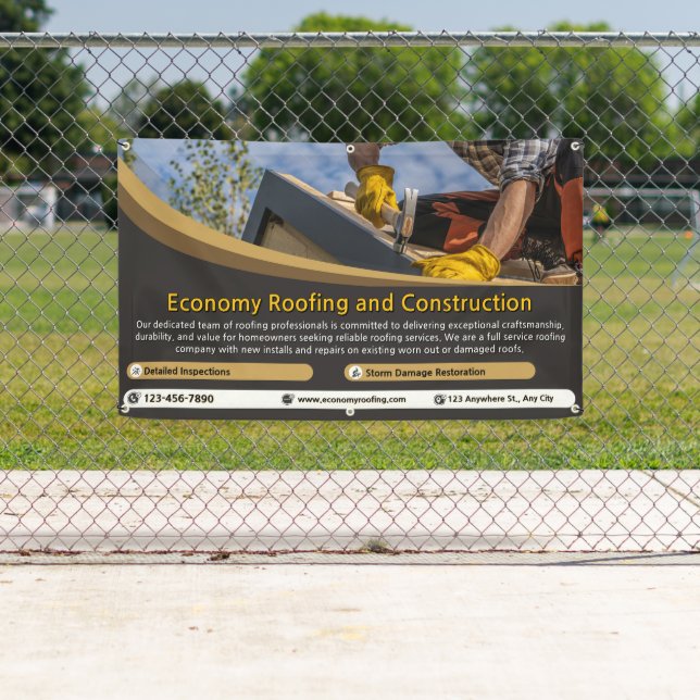 Banderoles Customize Roofing Service Business Detailed 2  (En situation)