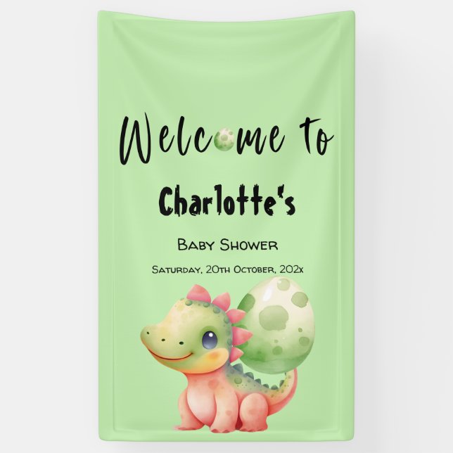 Banderoles Cute Aquarelle Bébé Dinosaure Baby shower (Vertical)