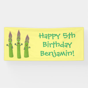 Banderoles Cute asperges chantant un trio végétal dessin anim