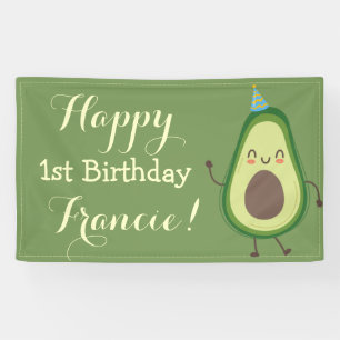 Banderoles Cute Avocado Personnalisez la toile de fond du 1er