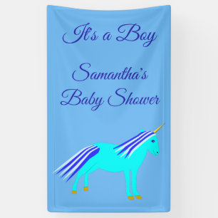 Banderoles Cute Blue Baby Boy Unicorn Custom Baby shower Bann