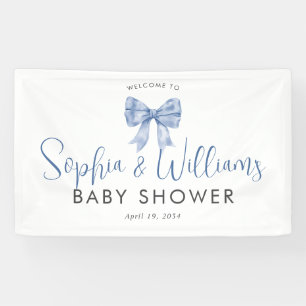 Banderoles Cute Blue Bow Ribbon Boy Baby shower Bienvenue