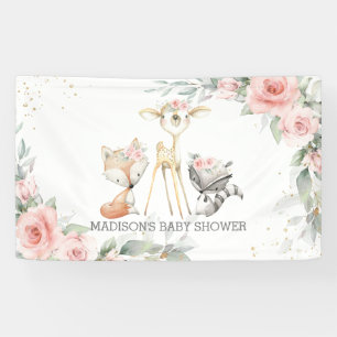Banderoles Cute Bois Animaux Floraux Baby showers Contexte