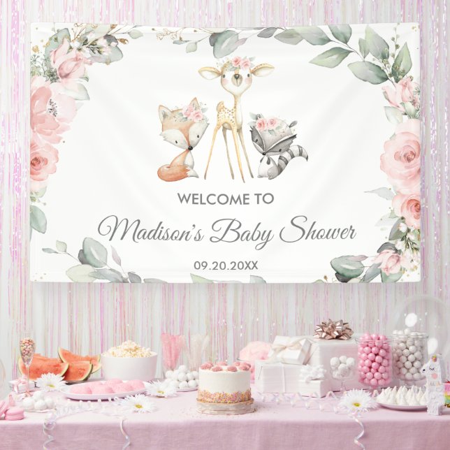 Banderoles Cute Bois Animaux Floraux Baby showers Contexte (Fête)