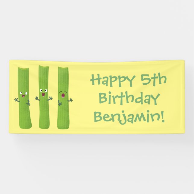 Banderoles Cute céleri bâtons trio caricature légumes (Horizontal)