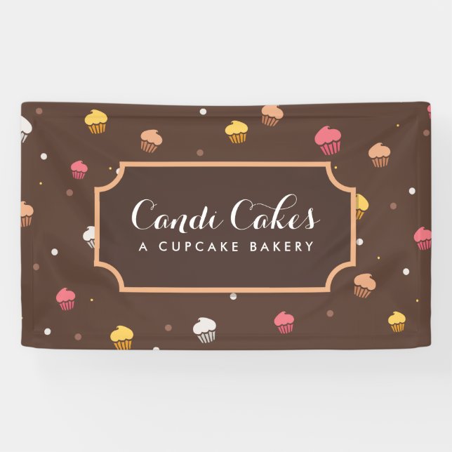 Banderoles Cute Cupcakes boulangerie Motif Brown (Horizontal)