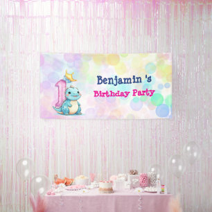 Banderoles Cute Dinosaur rugir garçon premier anniversaire