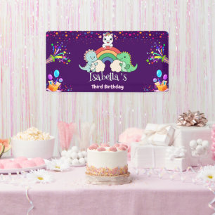 Banderoles Cute Dinosaur Unicorn arc-en-ciel enfant d'anniver