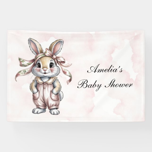 Banderoles Cute Floral Bunny Girl Baby Shower (Horizontal)
