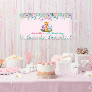 Banderoles Cute Floral Hippo safari jungle Animaux Anniversai