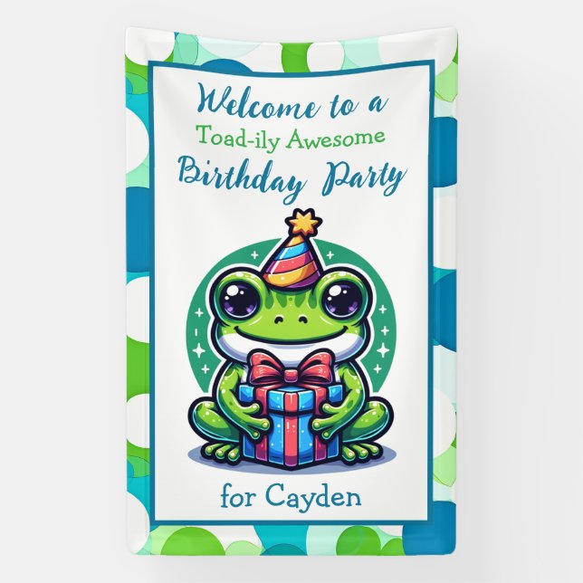 Banderoles Cute Frog Theme Boy's Birthday Party (Verticale)