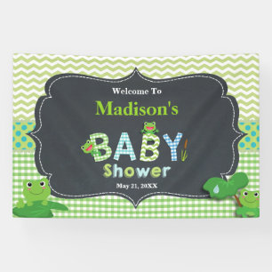 Banderoles Cute Frogs Green Boy Baby shower Accueil arrière-p