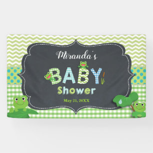 Banderoles Cute Frogs Green Boy Baby shower Accueil arrière-p