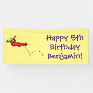 Banderoles Cute grenouille dans une chaussette rouge saut de