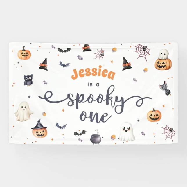 Banderoles Cute Halloween Fantôme 1er anniversaire (Horizontal)