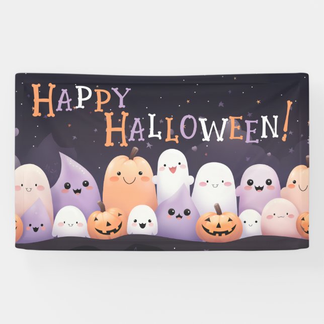 Banderoles Cute Halloween Kawaii Ghost (Horizontal)