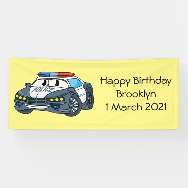 Banderoles Cute happy police car cartoon illustration (Horizontal)